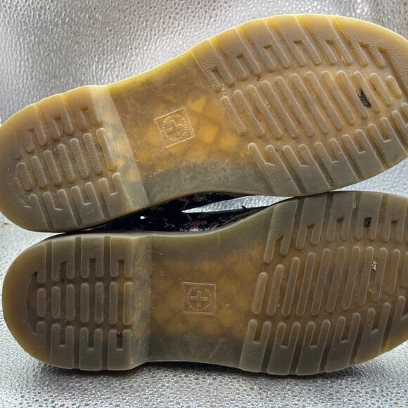 Size 4 - Dr. Martens Delaney Black Kids Side Zip Floral Combat Boots SK04Q - Picture 8 of 9